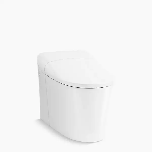 Toilette intelligente monopièce allongée blanche Eir de marque Kohler de forme arrondie, sur fond blanc