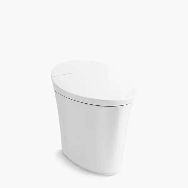 Toilette intelligente monopièce allongée Veil de Kohler de couleur blanche, au design compact