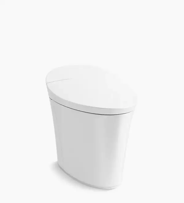 Toilette intelligente monopièce allongée Veil de Kohler de couleur blanche, au design compact